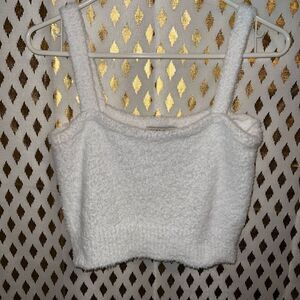 Love change Italy ￼Fuzzy furry white crop top tank top size S